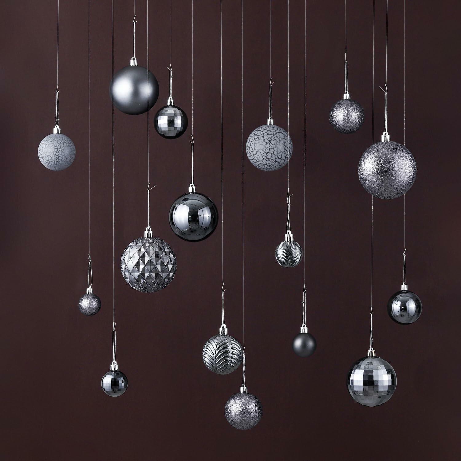 LANGXUN 36pcs Grey Christmas Tree Decorations Balls Shatterproof Ornaments