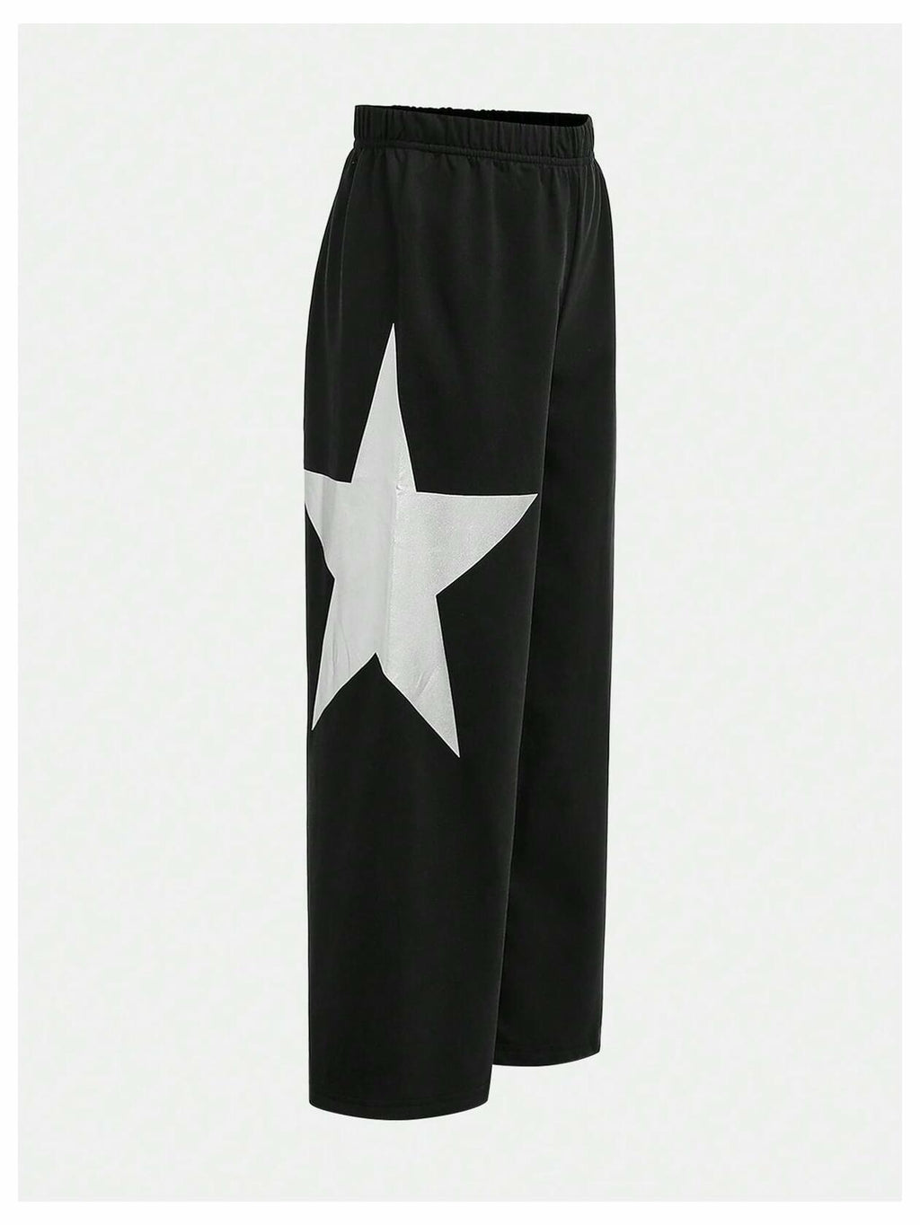 RoseSeek Girl's Wide Leg Star Print Sweatpants High Waist Black Size 12Y
