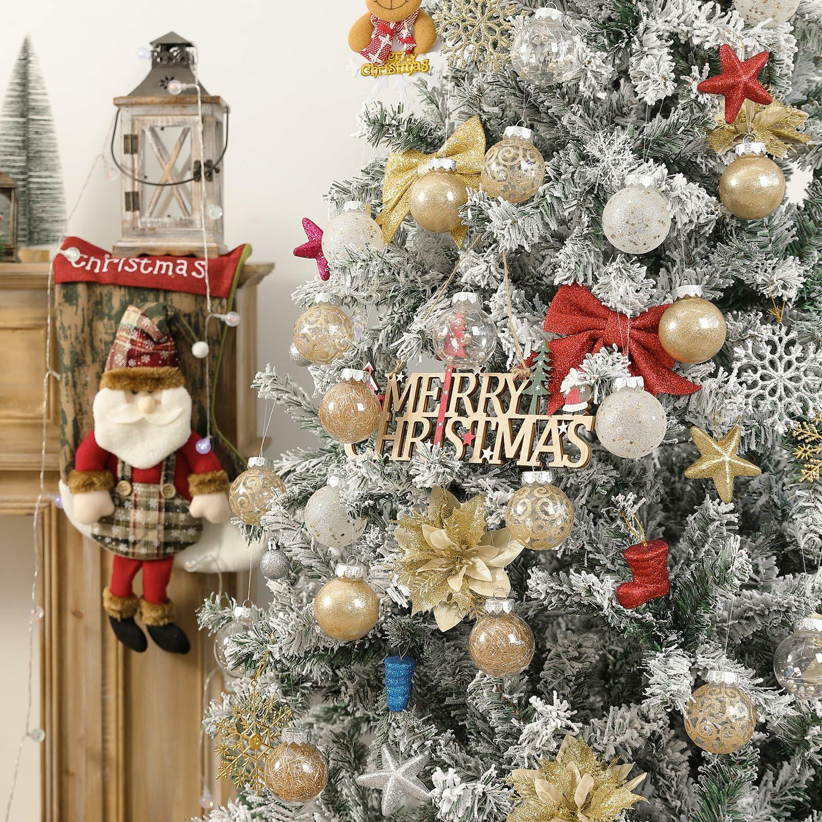 YYHUAWU Clear Christmas Ball Ornaments Set 30pcs 2.36" Champagne