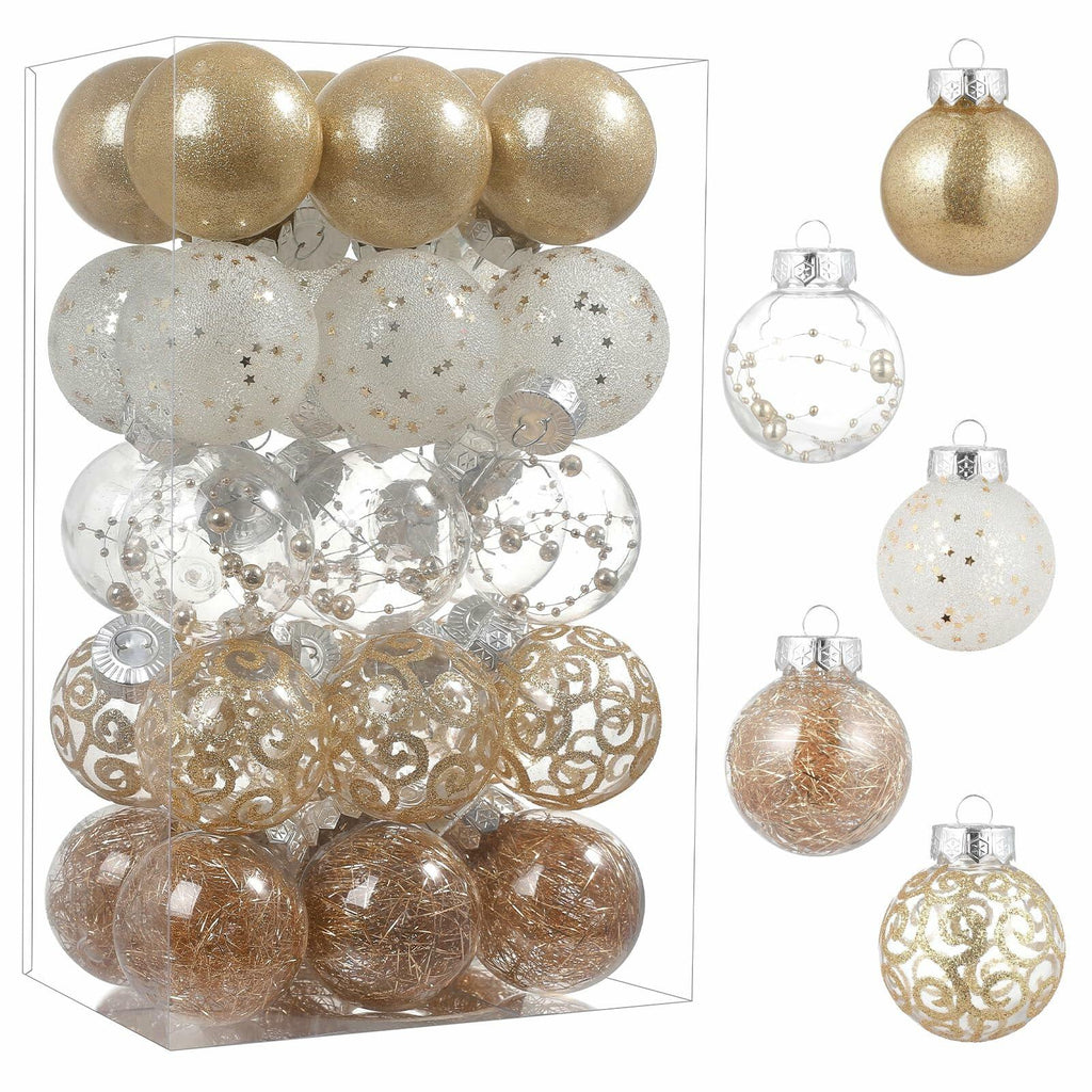 YYHUAWU Clear Christmas Ball Ornaments Set 30pcs 2.36" Champagne