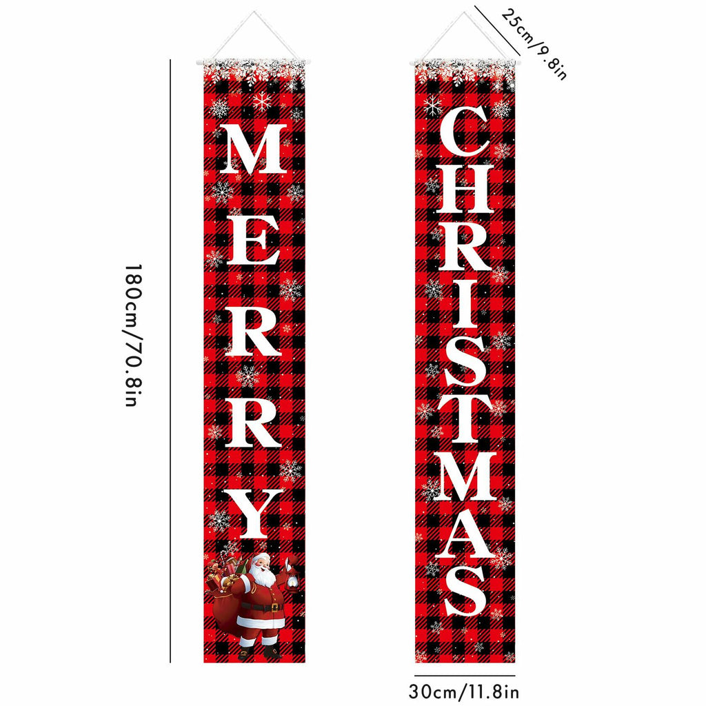 Leuceiy Christmas Banner Santa Snow Outdoor Yard Porch Sign Decoration