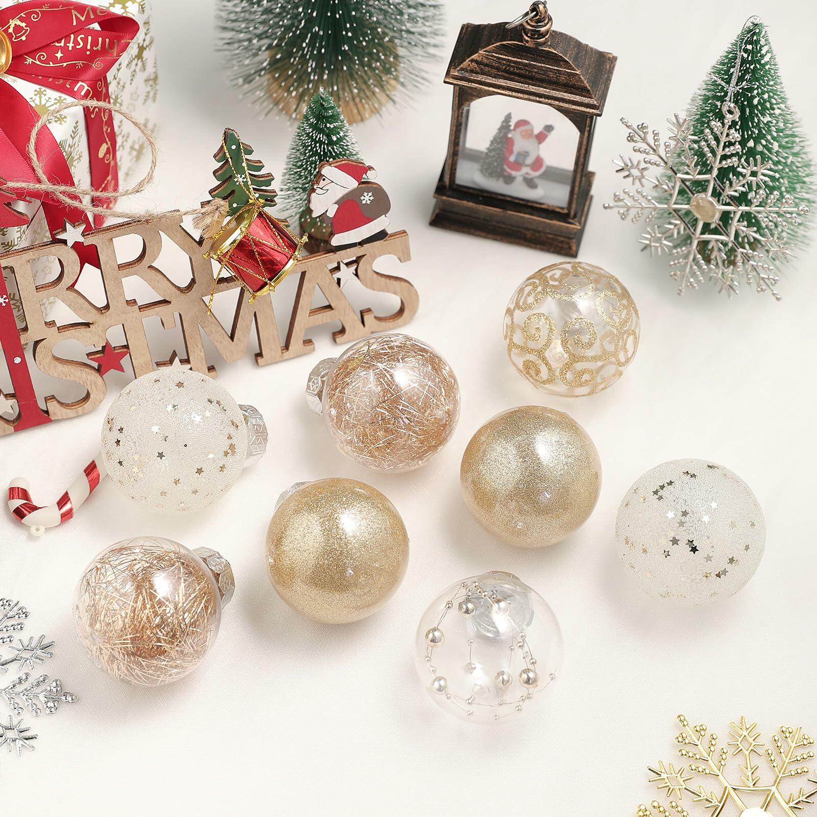 YYHUAWU Clear Christmas Ball Ornaments Set 30pcs 2.36" Champagne