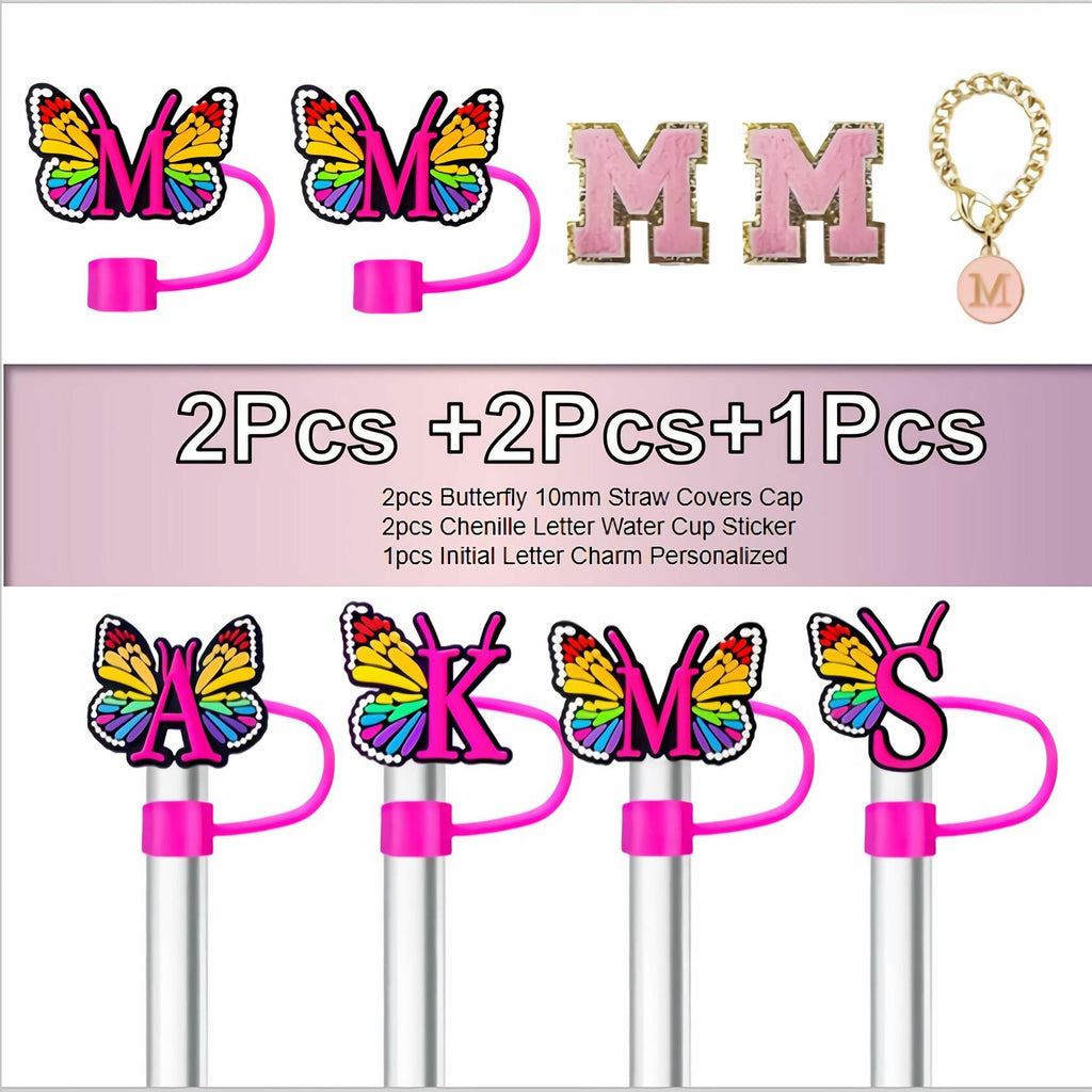 Stanley Cup Accessories Straw Cover Set IN CHENTHY 2pcs + Letter Charm Chains K
