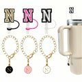 IN CHENTHY Straw Topper 2pcs Letter N Covers + Charm Chain + Alphabet Stickers