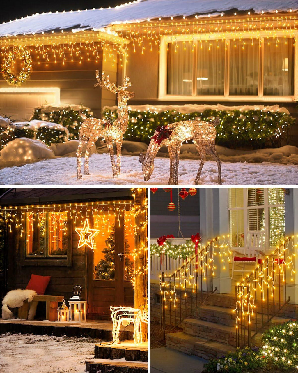 JIXXULVU 2 Pack 53FT 486 LED Outdoor Waterproof Timer Warm White