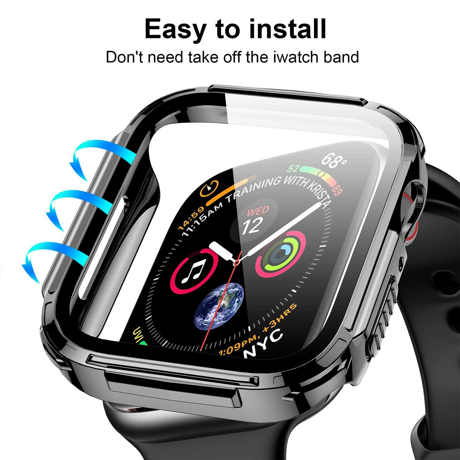 Mesime Rugged Case Apple Watch Series 8 7 41mm Grey with Tempered Glass