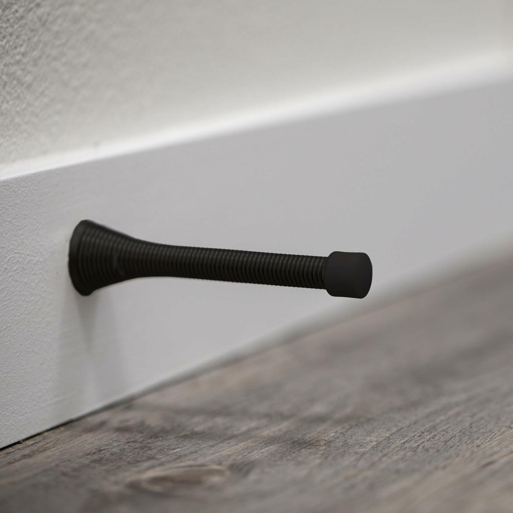 Design House Spring Door Stop Wall Protector Rubber Tip Matte Black 10-Pack