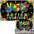 LIANNE Autism Awareness Backdrop Puzzle Piece Banner 6x3.6FT