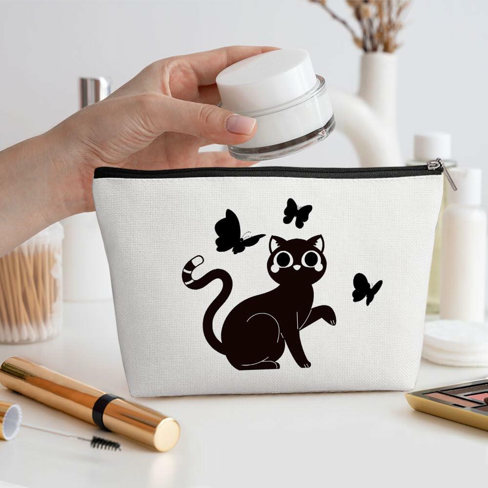 Henhesaha Cute Cat Mom Makeup Bag Travel Toiletry Bag for Women