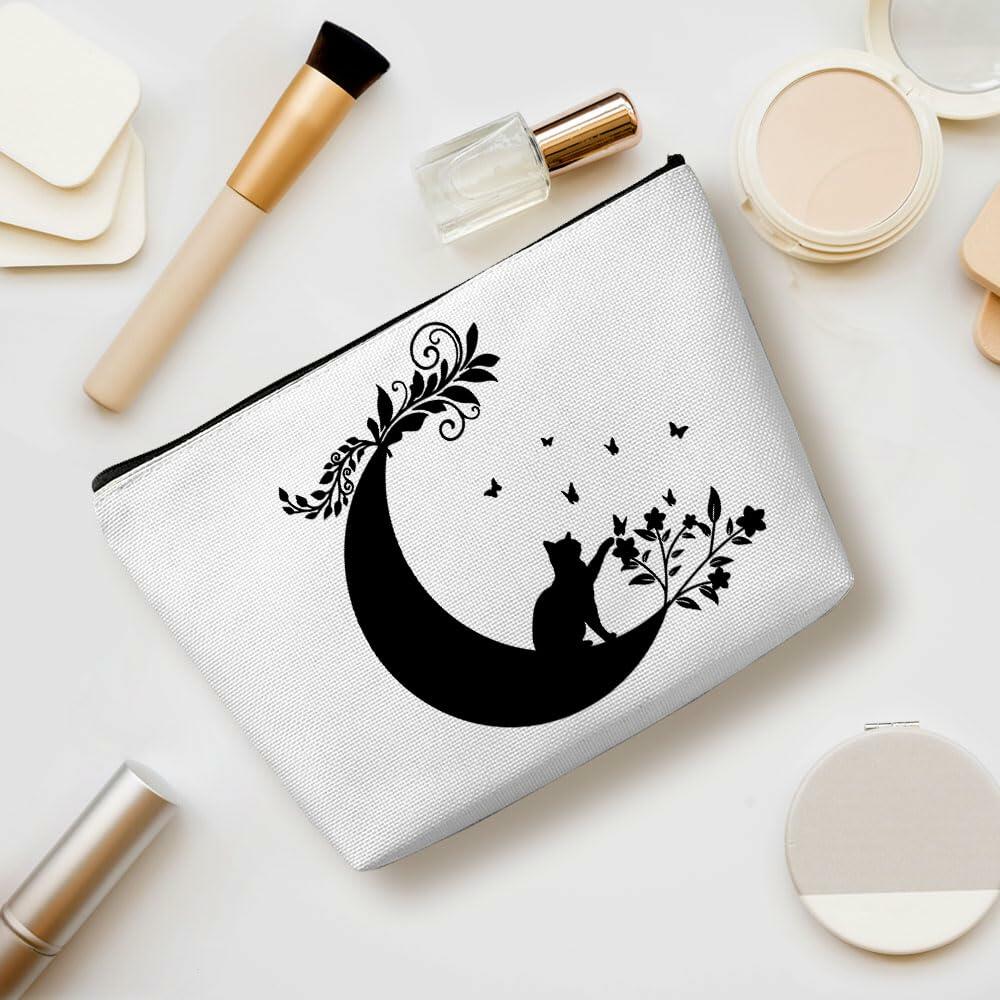 Henhesaha Witchy Cat Makeup Bag Cosmetic Travel Toiletry Bag Black