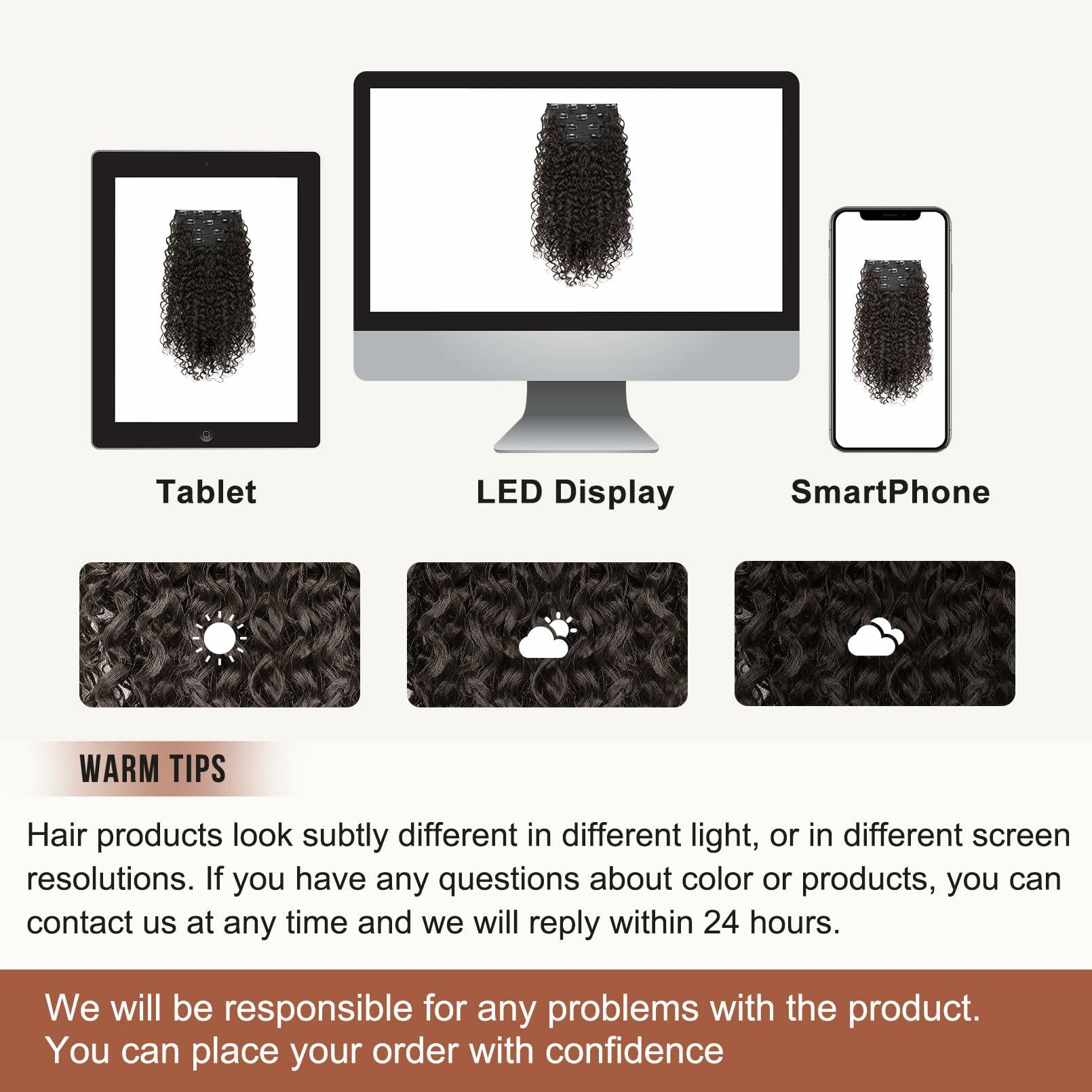 [Like New] FLUFYMOOZ 4PC 100% Protein Silk Hair Extensions 20in Curly Dark Chocolate Brown