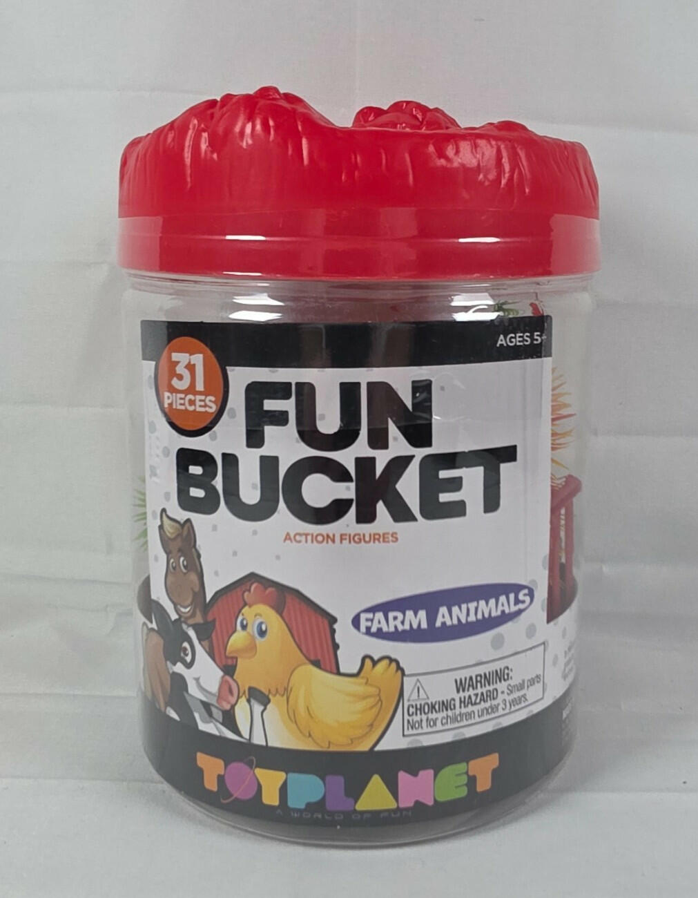 Fun Bucket Farm Animals Toy Planet 31 Pieces Multicolor China Made