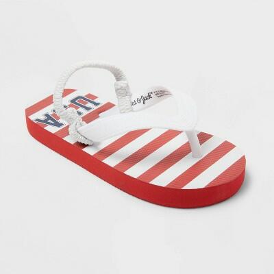 Cat & Jack Toddler Adrian Americana USA Flip Flops Red/White/Blue Size S 5/6