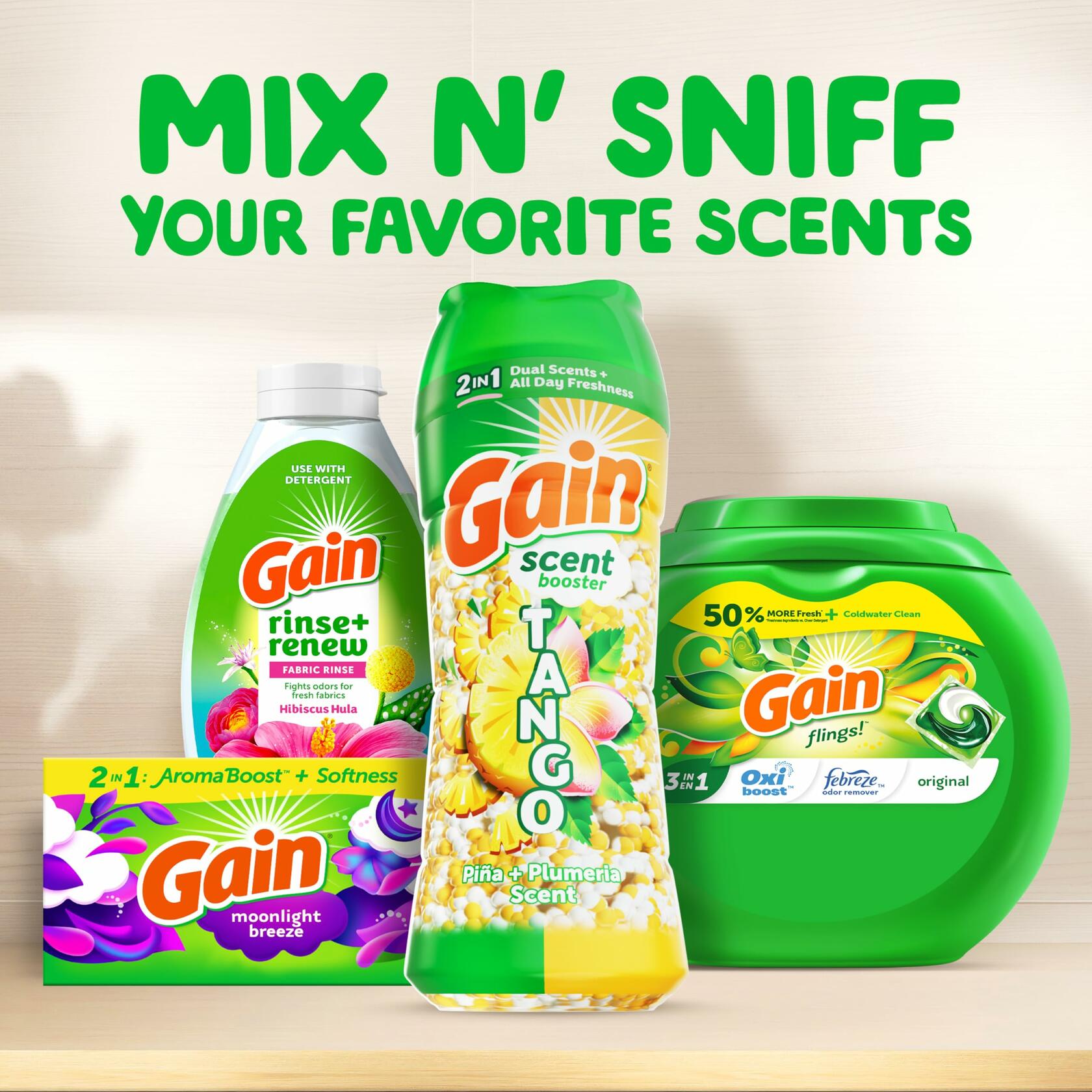 Gain Tango 2-in-1 Laundry Scent Booster Beads Piña Plumeria Scent 21.1oz