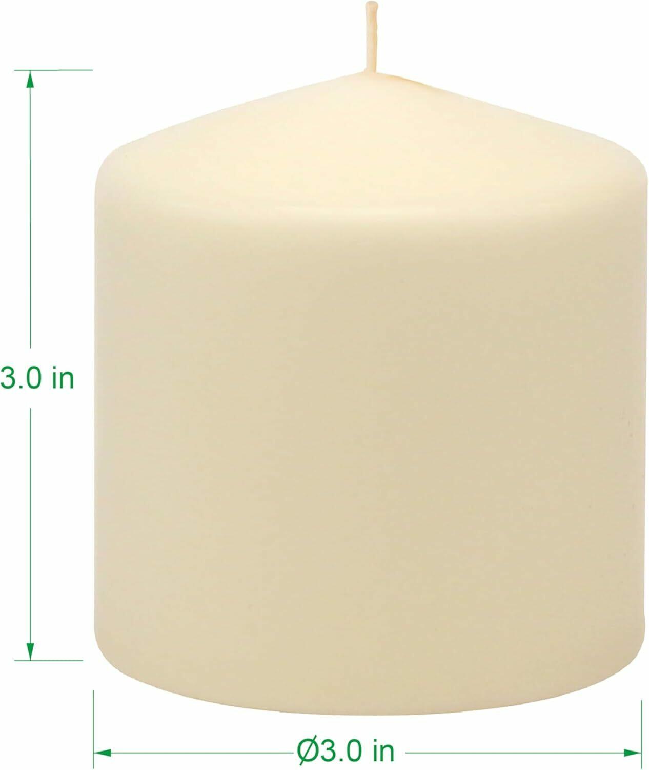 [Like New] 6 Pack Ivory Wax Pillar Candles 3x3 Inch 18 Hour Unscented Traditional Wedding
