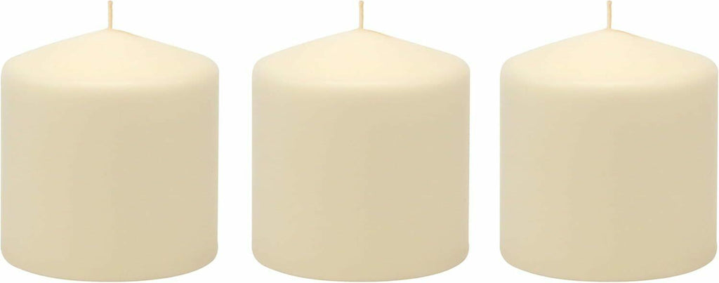 [Like New] 6 Pack Ivory Wax Pillar Candles 3x3 Inch 18 Hour Unscented Traditional Wedding