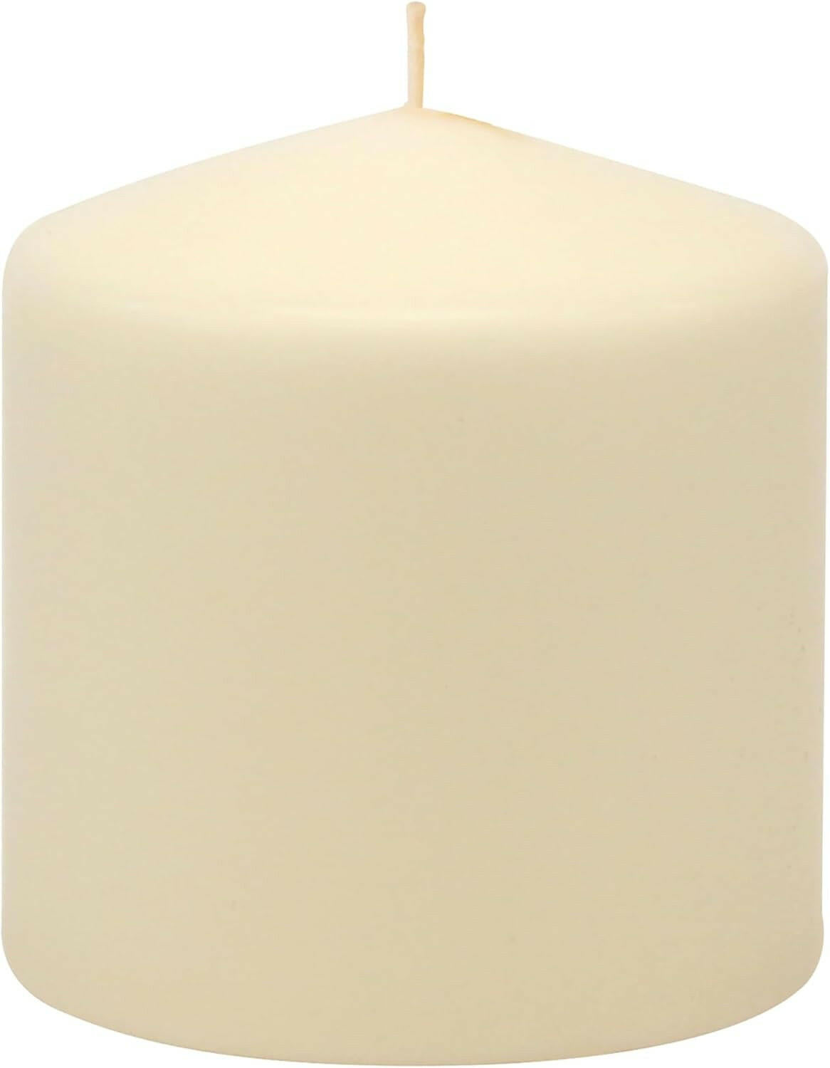 [Like New] 6 Pack Ivory Wax Pillar Candles 3x3 Inch 18 Hour Unscented Traditional Wedding