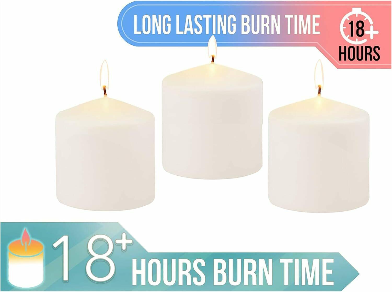 [Like New] 6 Pack Ivory Wax Pillar Candles 3x3 Inch 18 Hour Unscented Traditional Wedding