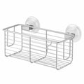 InterDesign Classico Bathroom Shower Suction Caddy Basket Silver Rust Resistant