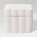 Room Essentials Scalloped Lidded Box White Ceramic Square