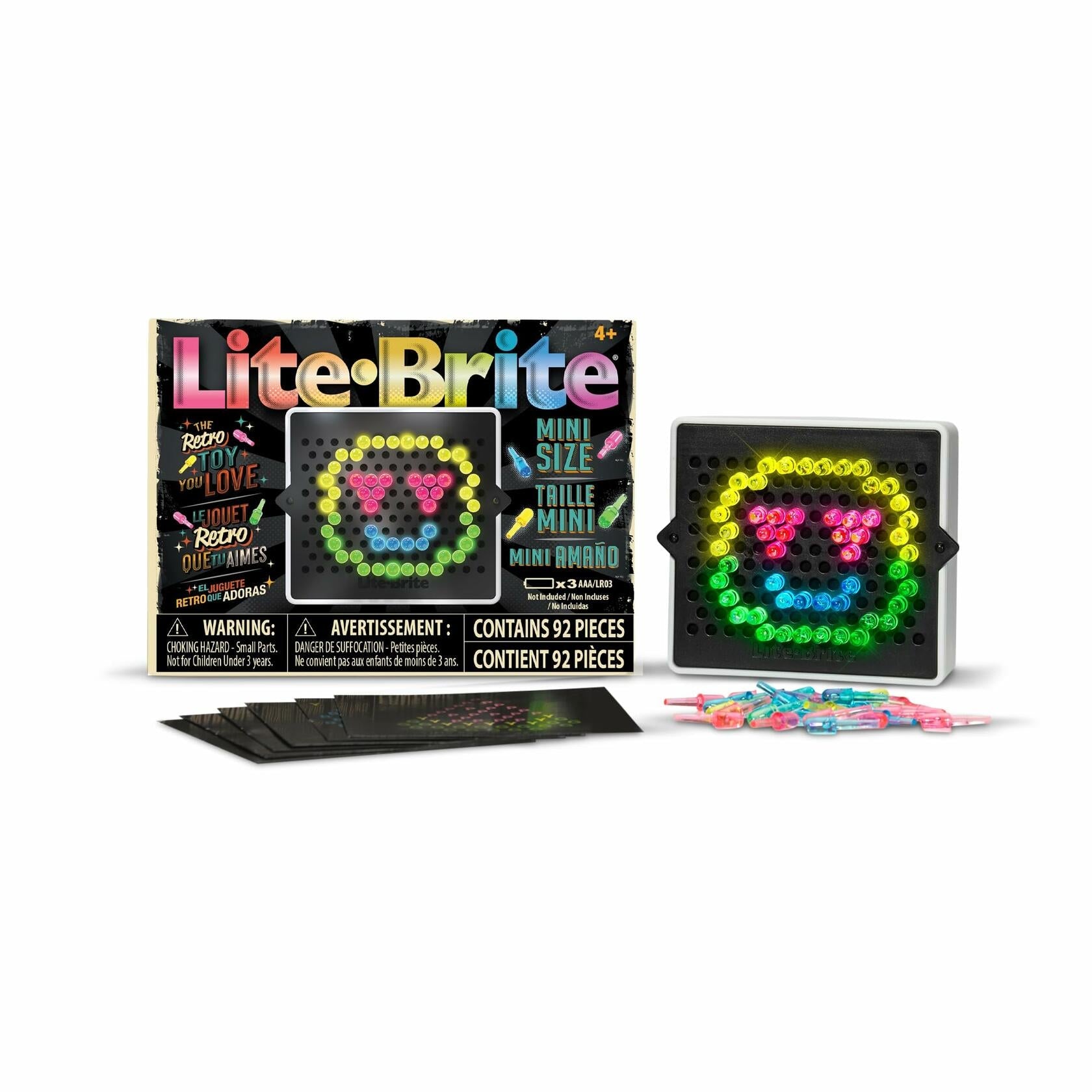 Basic Fun Mini Lite Brite Refresh 90 Pieces Colorful Pegs Light Up Toy