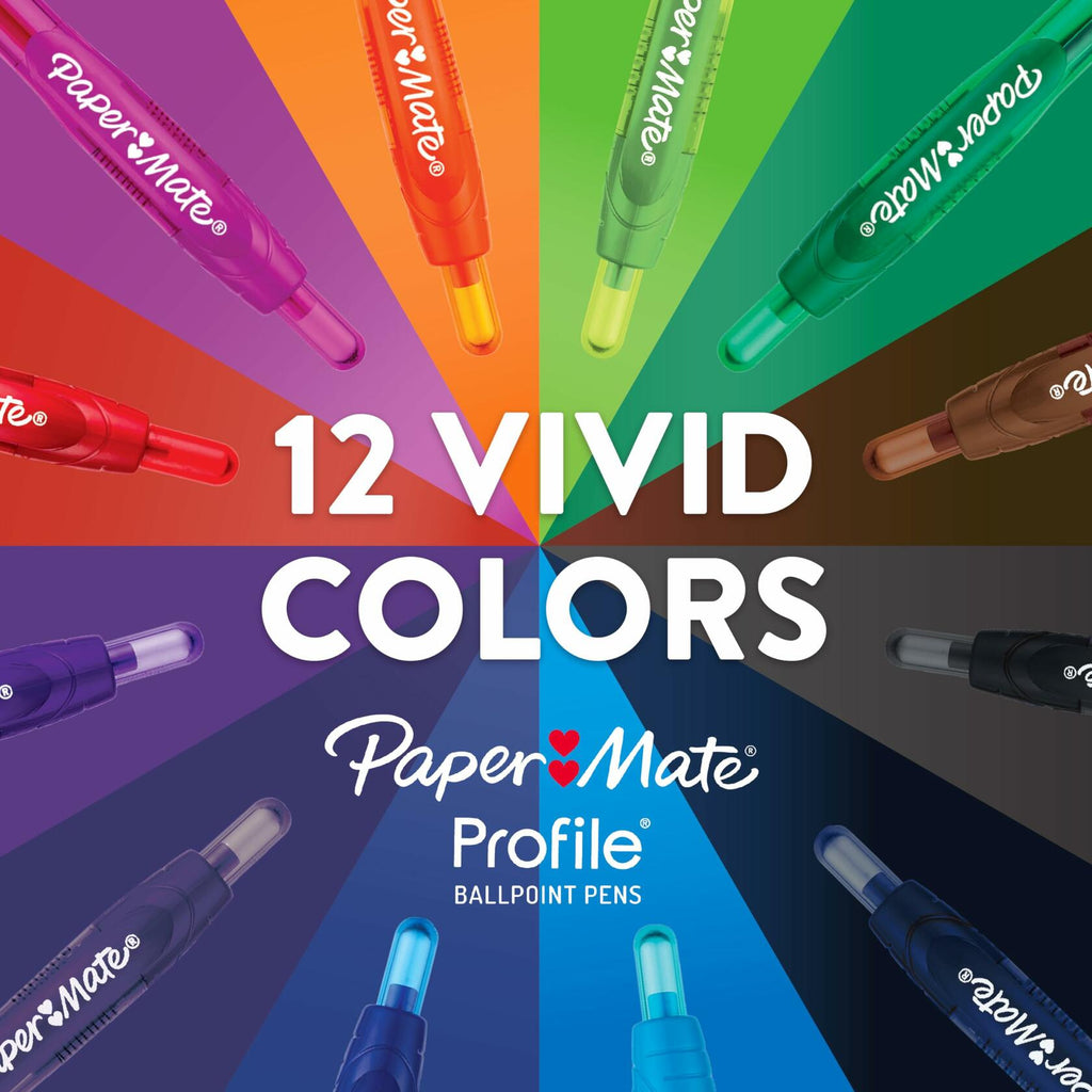 Paper Mate Profile Retractable Ballpoint Pens Assorted Colors 8-Count
