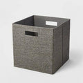 Brightroom 13x13 Fabric Bin Woven Texture Dark Gray Storage Cube