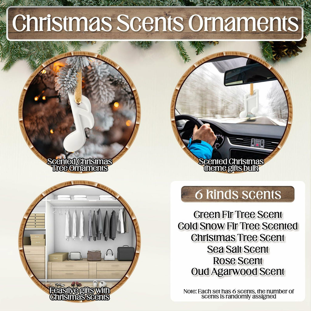 Heigble 6 Sets White Music Note Christmas Tree Hanging Scented Ornaments
