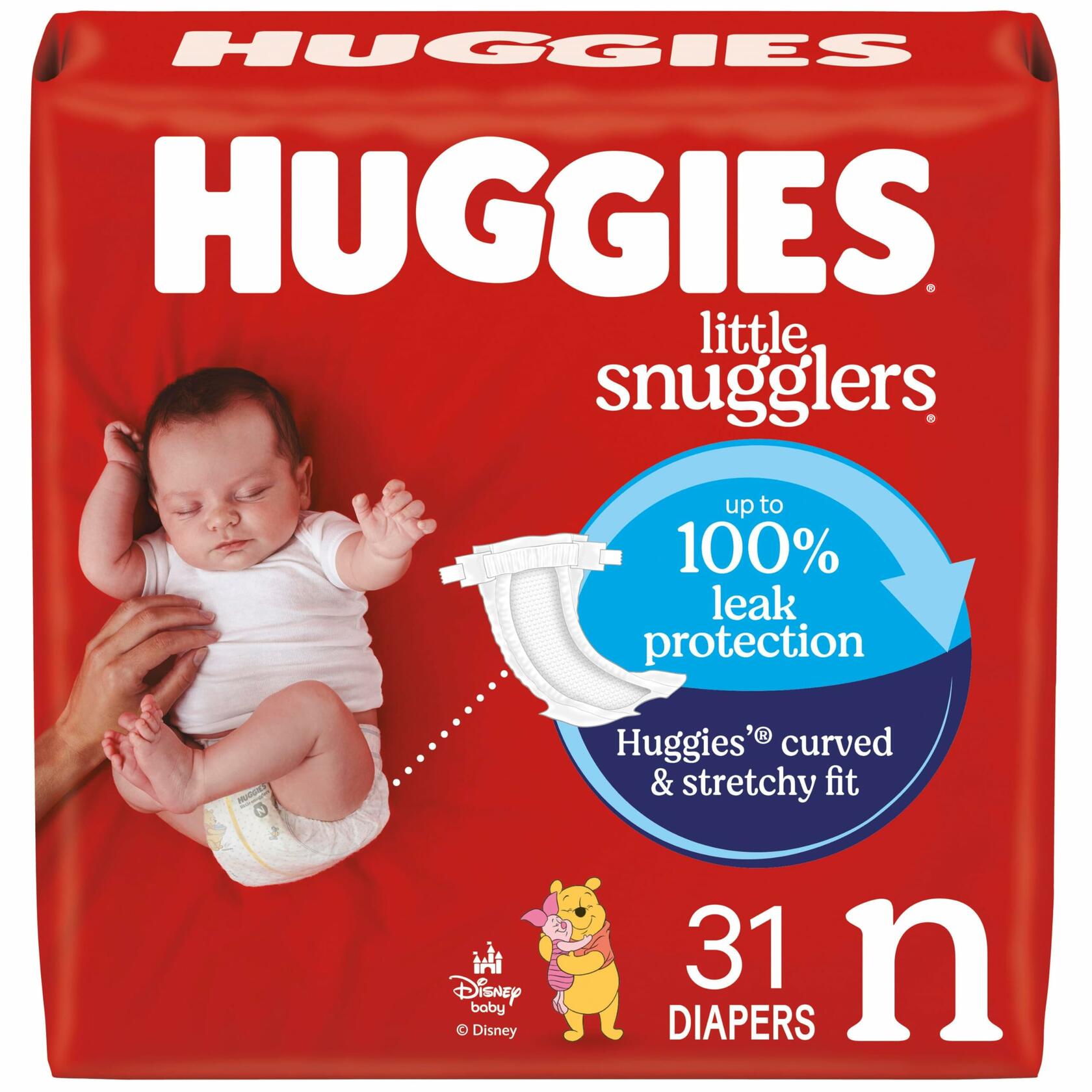 [Like New] HUGGIES Little Snugglers Baby Diapers White 31 Count Size Newborn