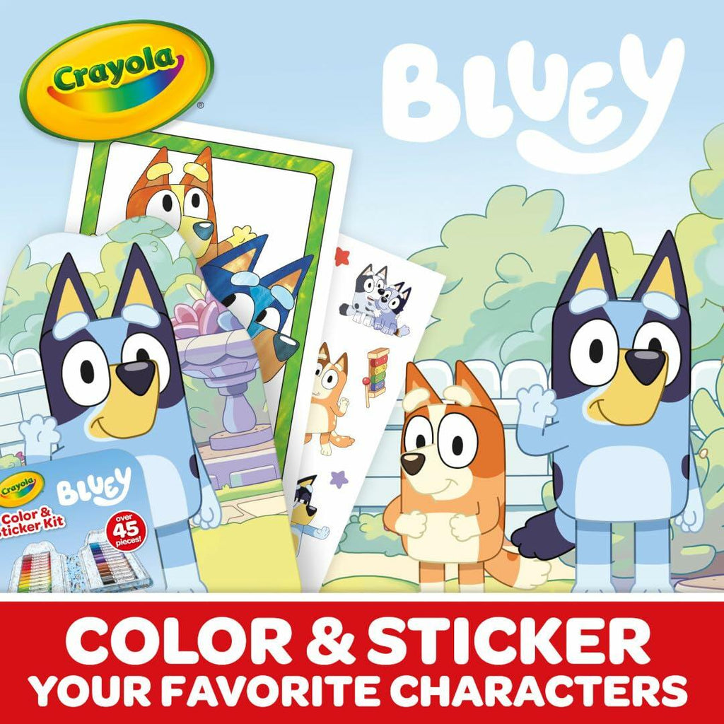 Crayola Bluey Art Kit for Kids 45pcs Coloring Book Stickers 4+