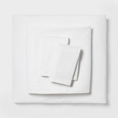 Room Essential King Easy Care Cotton Blend Sateen SheetSet White 225 TC OEKO-TEX