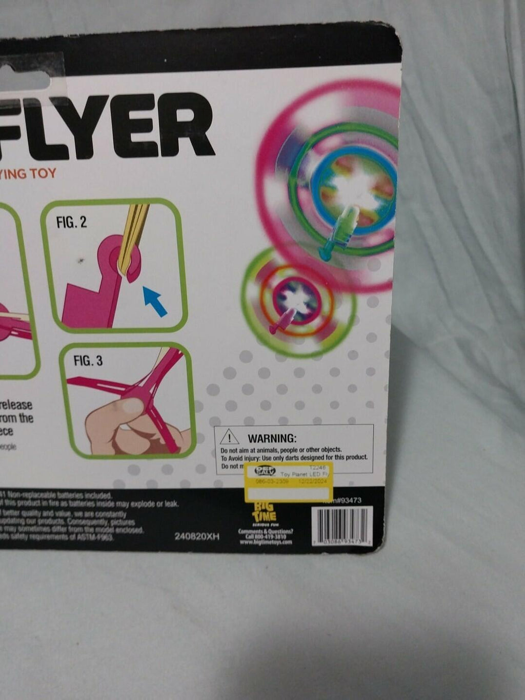 [Like New] Big Time Toys LED Flyer Flying Toy 2 Launchers Battery Included Plastic