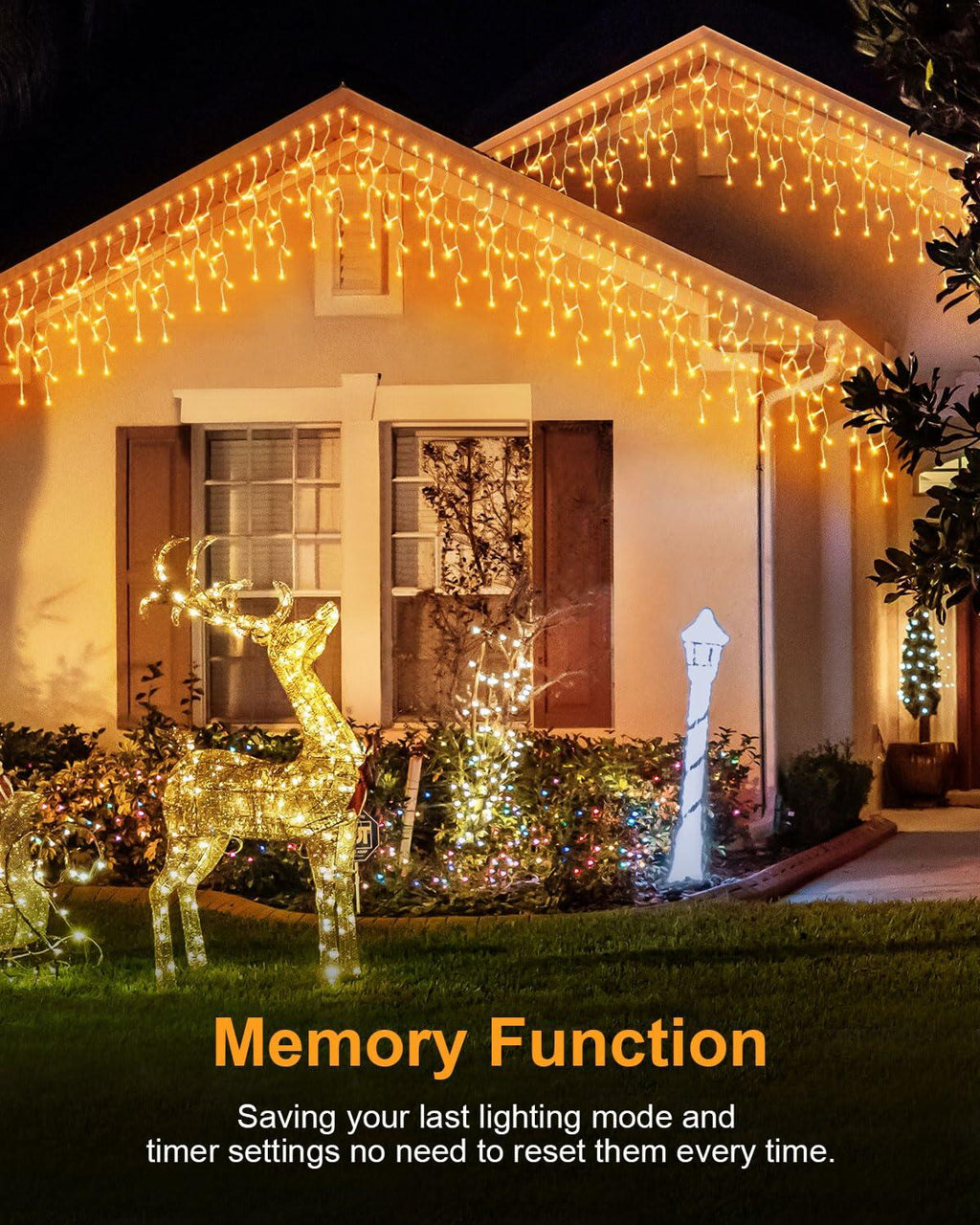 [Like New] JIXXULVU 2 Pack 53FT 486 LED Outdoor Waterproof Timer 8 Modes Warm White