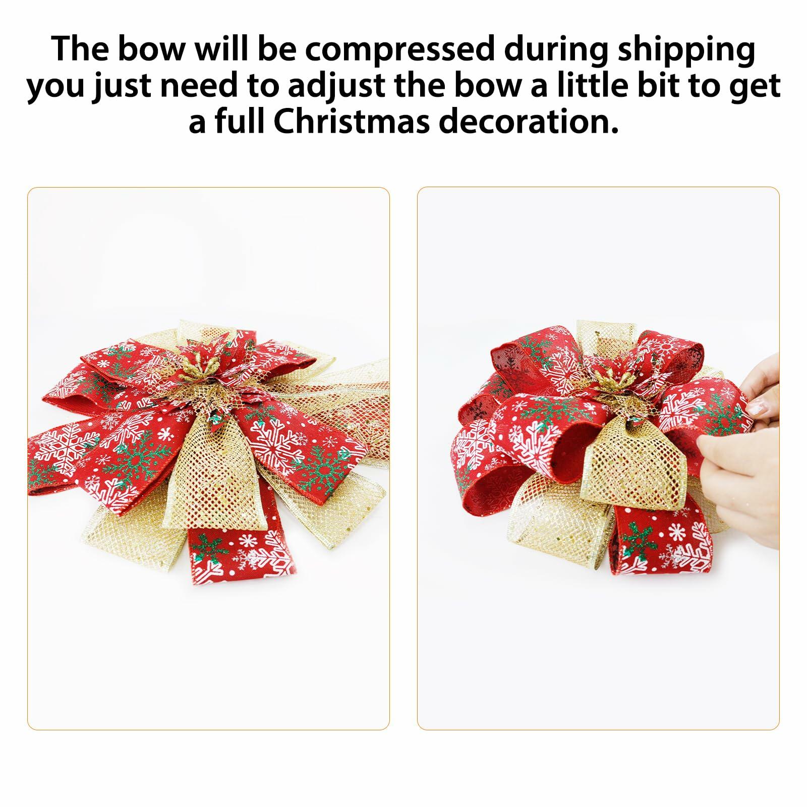 Filltown Christmas Tree Topper Bow 53x13 Inch Grey Silver Xmas Decor