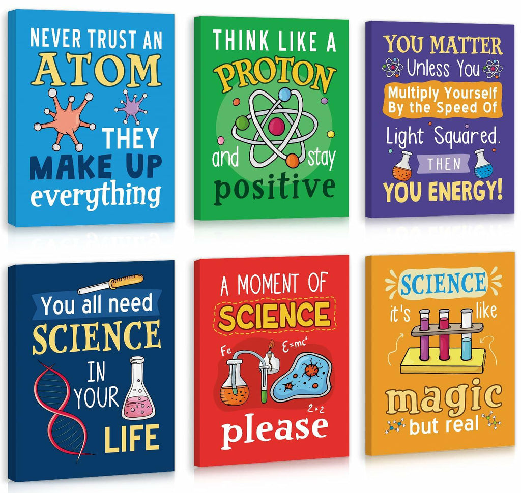 KAIRNE Science Classroom Signs Set of 6 12x16in Framed Chemistry Decor
