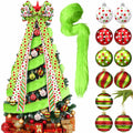 Knitgrip Christmas Tree Topper Bow Set 14 Pcs Lime Green 2.4 Inch