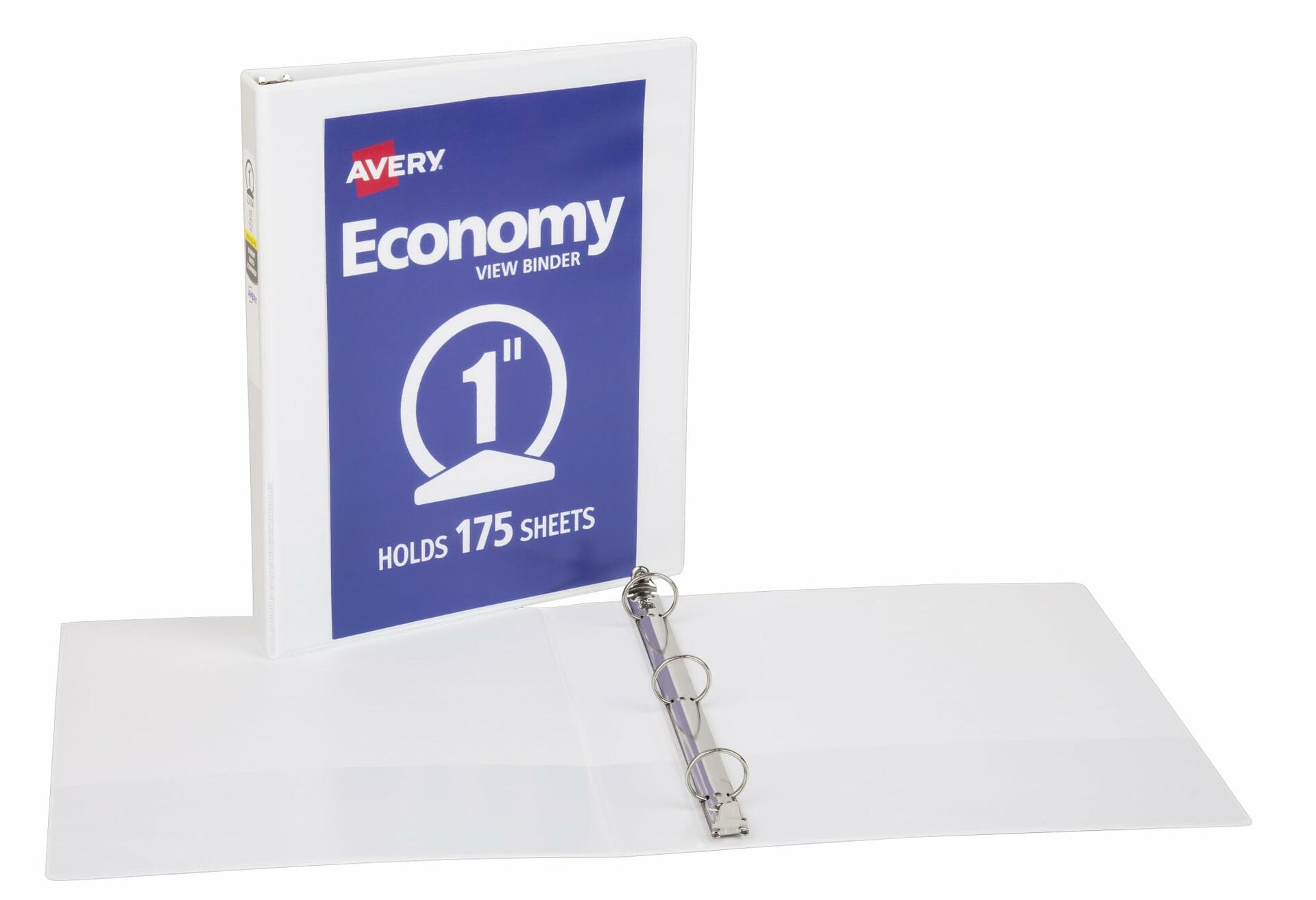 Avery Economy View 3 Ring Binder 1" Round Rings White (05760)
