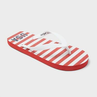 Cat & Jack Kids USA Flip Flops Red/White Classic Flag Pattern Size 6