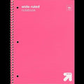Up&up™ Wide Ruled 1 Subject Spiral Notebook Pink 70 Pages Perforated 3 Hole