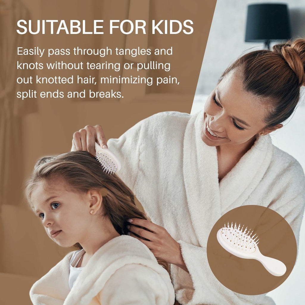 [Like New] RHOS Mini Hair Brush Travel Size Soft Bristles Beige 1 Pack
