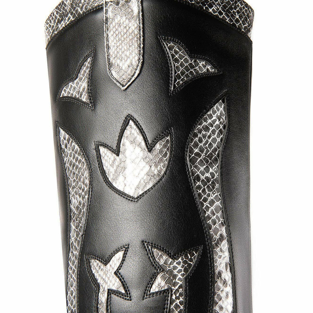 ANN CREEK Women’s Boma Western Knee-High Boots Black/White Snake 6.5