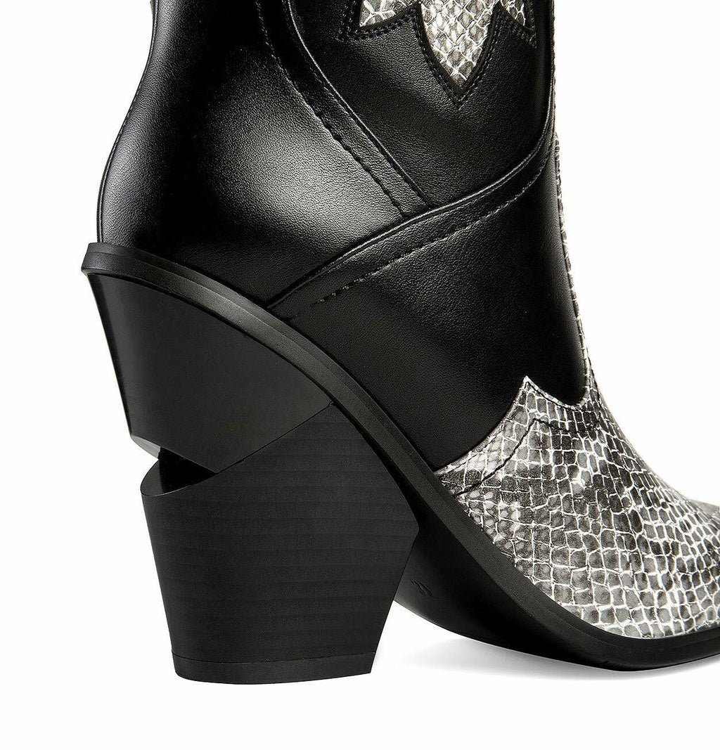 ANN CREEK Women’s Boma Western Knee-High Boots Black/White Snake 6.5