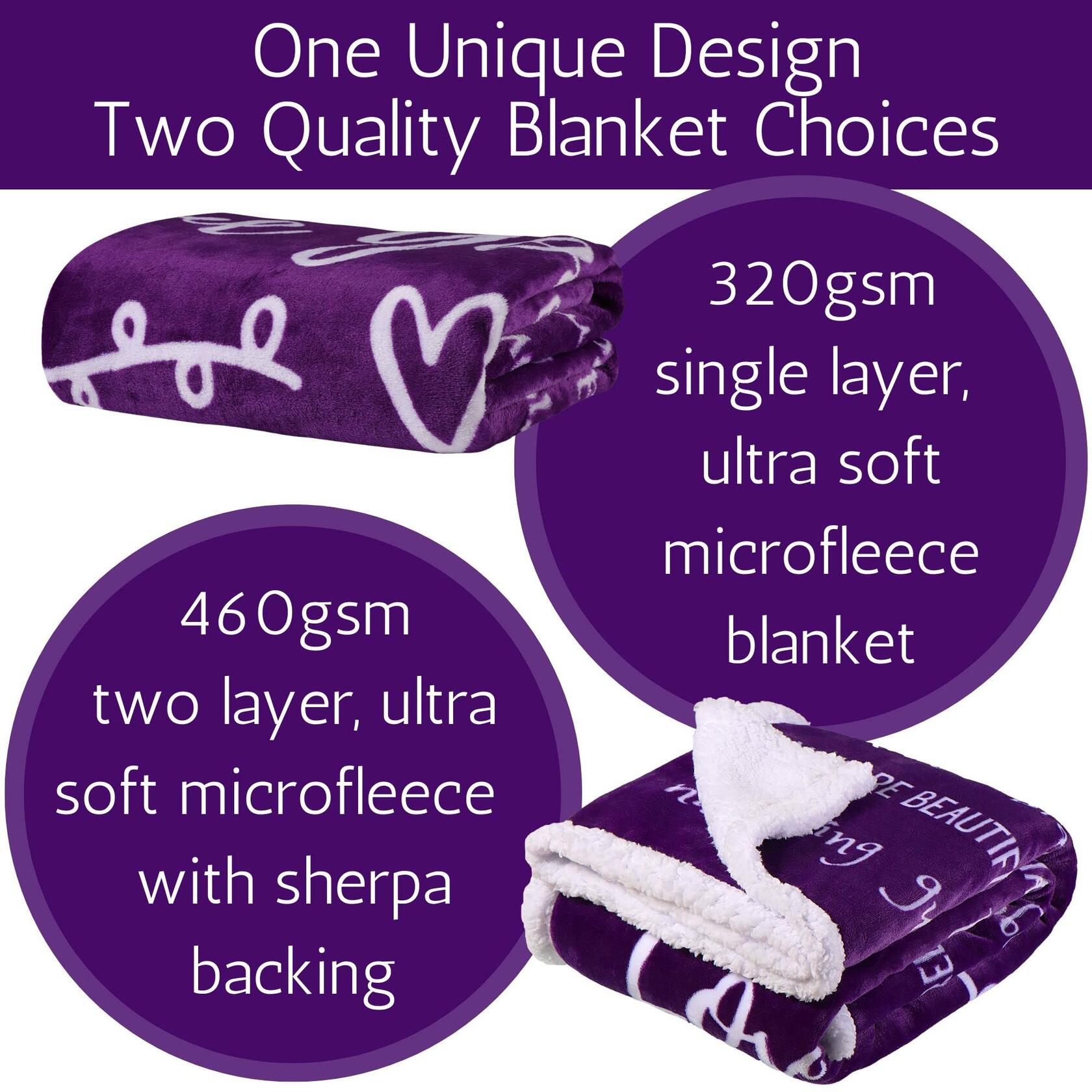 FILO ESTILO Love You Mom Sherpa Throw Blanket 60x50 Purple Violet