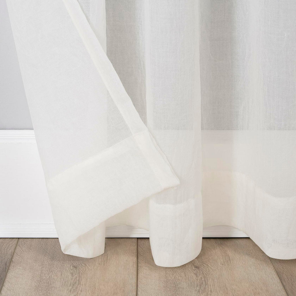 No. 918 Tayla Crushed Texture Semi-Sheer Rod Pocket Curtain Panel 50x108 Cream