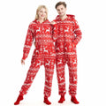 Giggling Getup Women Christmas Pajamas Hooded Nordic Print Red Size L