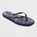 Shade & Shore Women's Palmer Bandana Square Toe Flip Flops Dark Blue Size 6