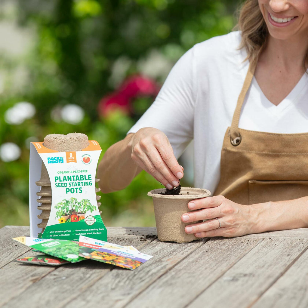 [Like New] Back to the Roots Organic Plantable Seed Starting Pots 4.25" Wide Brown 8 Ct