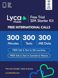 Lyca Mobile USA 5G/4G SIM Starter Kit Free Trial 300 Min/Text/MB 7 Days