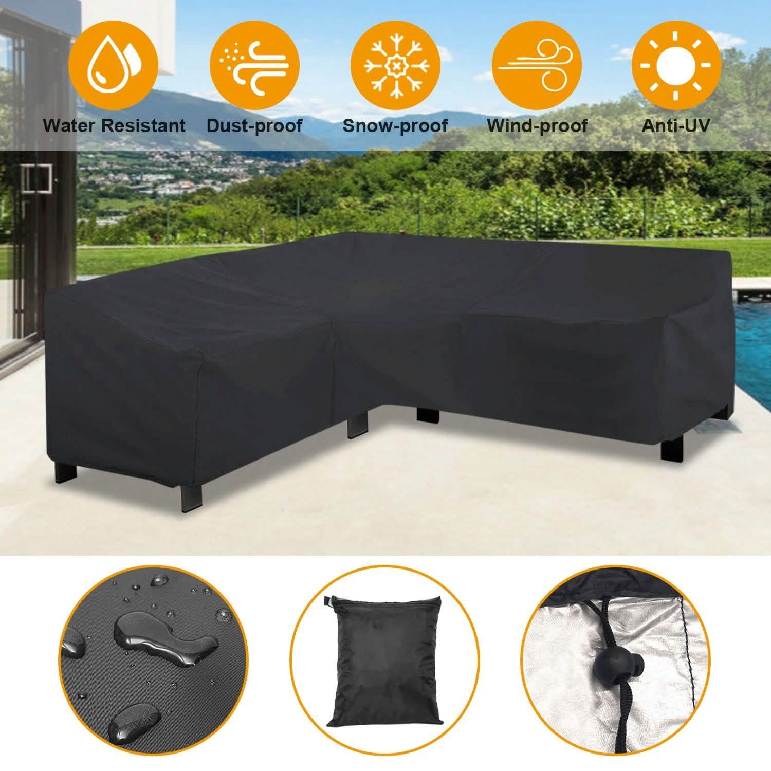 Outdoor L Shape Sofa Covers Water Resistant