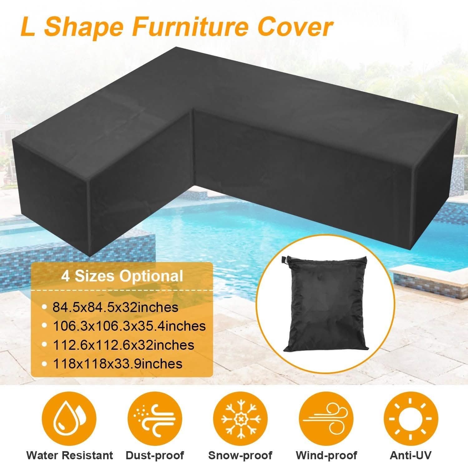 Outdoor L Shape Sofa Covers Water Resistant